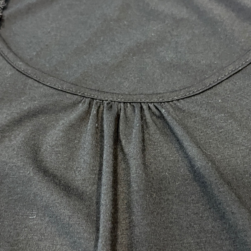 Sleeveless Small Black Cotton Slip Dress wide‎ Lace and Mesh Hem Goth Witchy - Picture 8 of 10